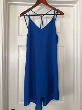 Xhilaration L Cobalt Blue High-Low Spaghetti Strap Dress